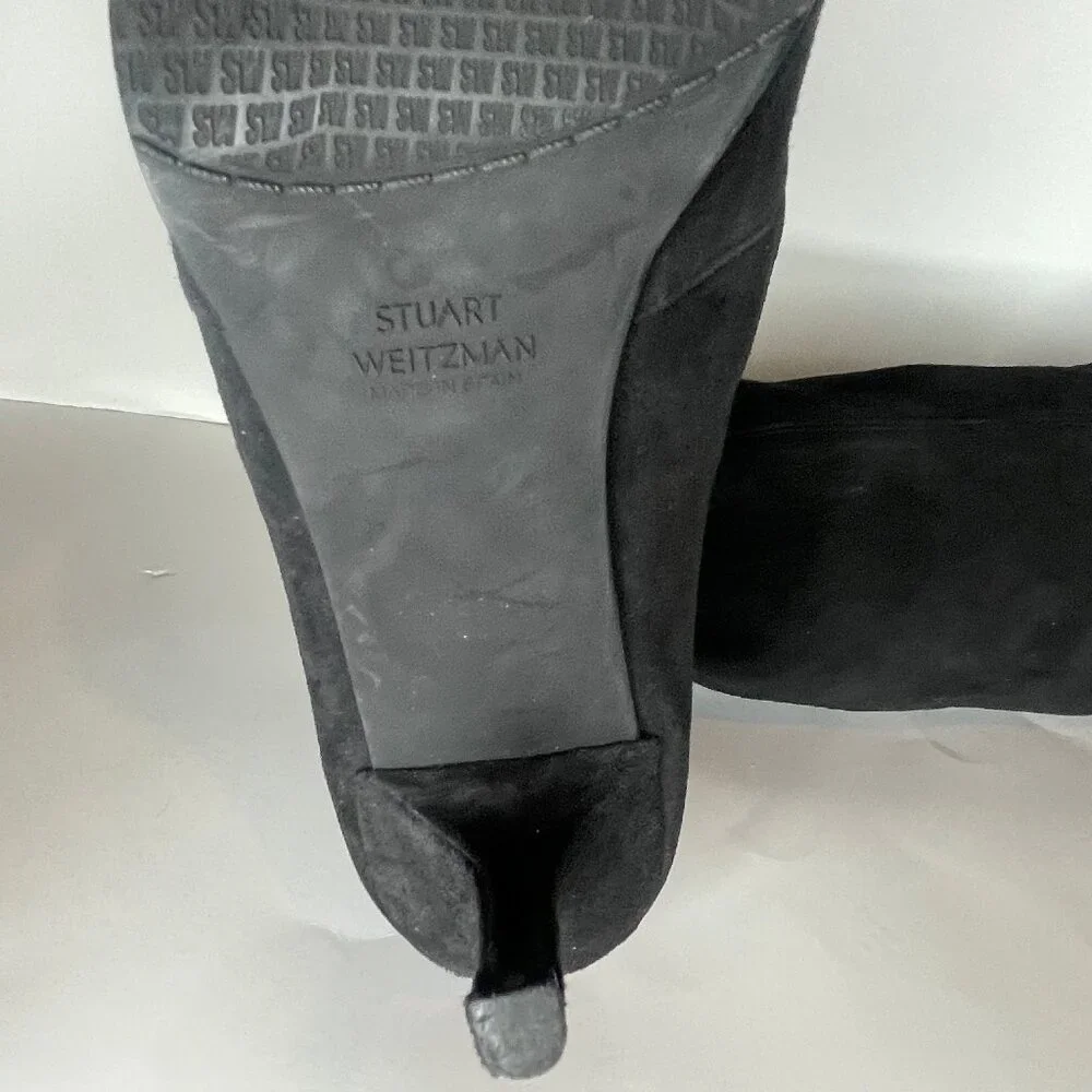 Stuart Weitzman Dark Academia Tiemodel Black Suede Over The Knee Boots 9.5